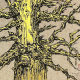 Tree Chi sumi-e painting with gold on watermark paper by Frederica Marshall.